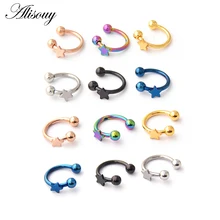 Alisouy 1 шт. поддельная перегородка звезда из нержавеющей стали Нос кольцо серебро золото Кольца для носа для женщин перегородка пирсинг клип ювелирный подарок