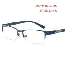 NYWOOH очки для близорукости, мужские, анти-синий светильник, очки, ретро металл, полуоправа, короткие очки для коррекции зрения-1,0-4,5 диоптрий