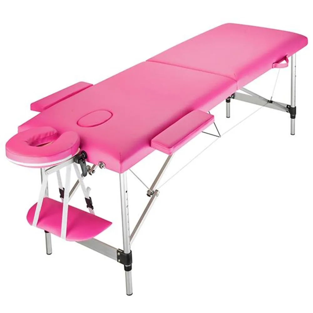 

2 Sections Folding Portable Aluminum Foot Beauty Massage Table 60CM Wide Pink