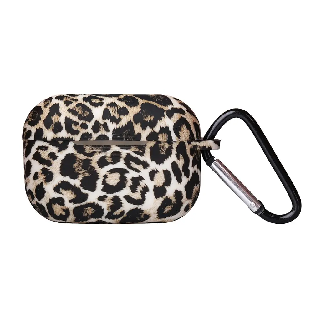 

Wireless Earphone Case With Carabiner for AirPods Pro Case Silicone Protection Cover BT Headset Leopard Camouflage Shell