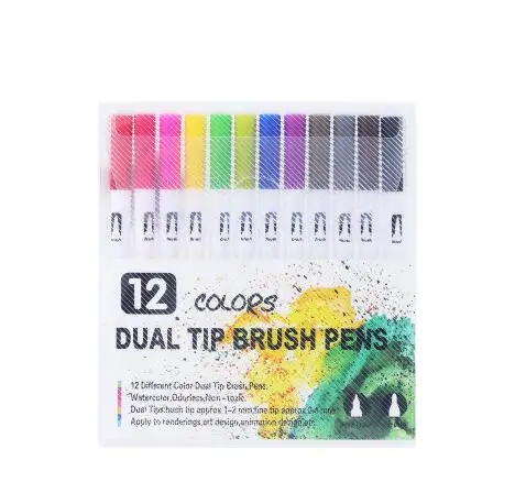 12 Colors White Акварельные кисти, ручки, маркеры для творчества, эскизная ручка, набор кистей для рисования 12 24 36 48 60 72 100 120 цветов, профессиональные маркеры для школы - Цвет: 12 Colors White