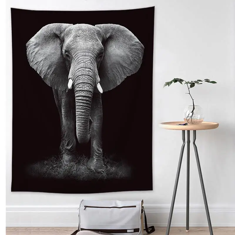 

Dafield Custom Black and White Cartoon Tapestry Animal Lion Elephant Tiger Cat Tapestry Wall Hanging Large Size Tapestry Art