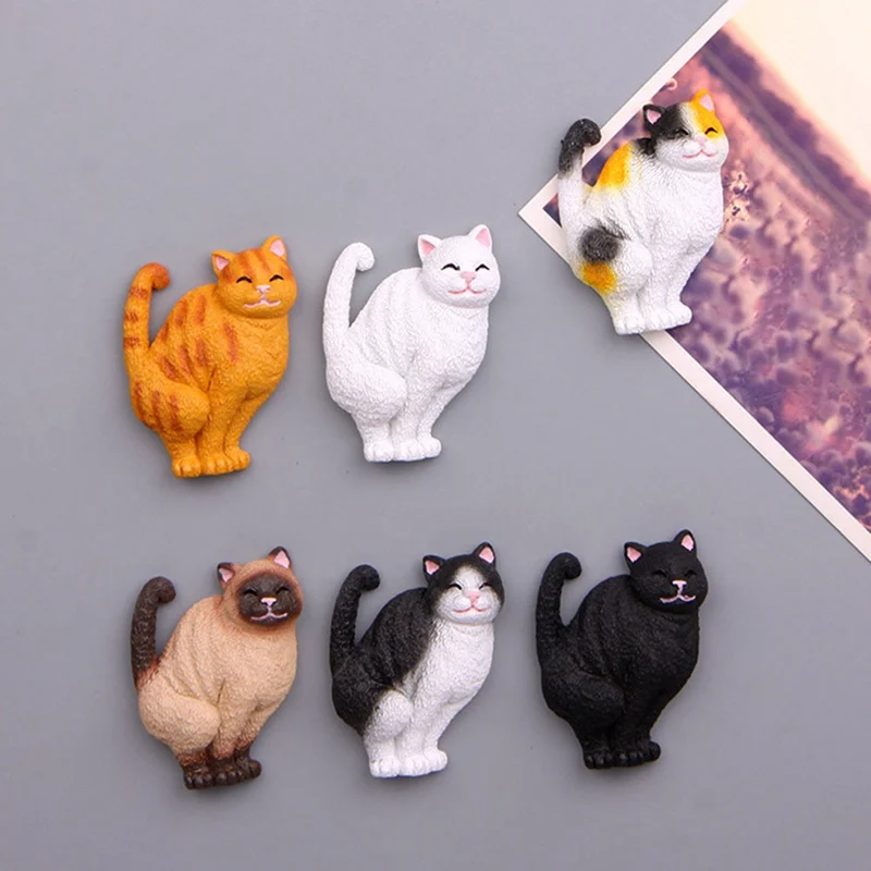 Улыбающаяся кошка магниты на холодильник мультяшный котенок фигурка животного белая доска наклейка магниты на холодильник Детская игрушка украшение дома