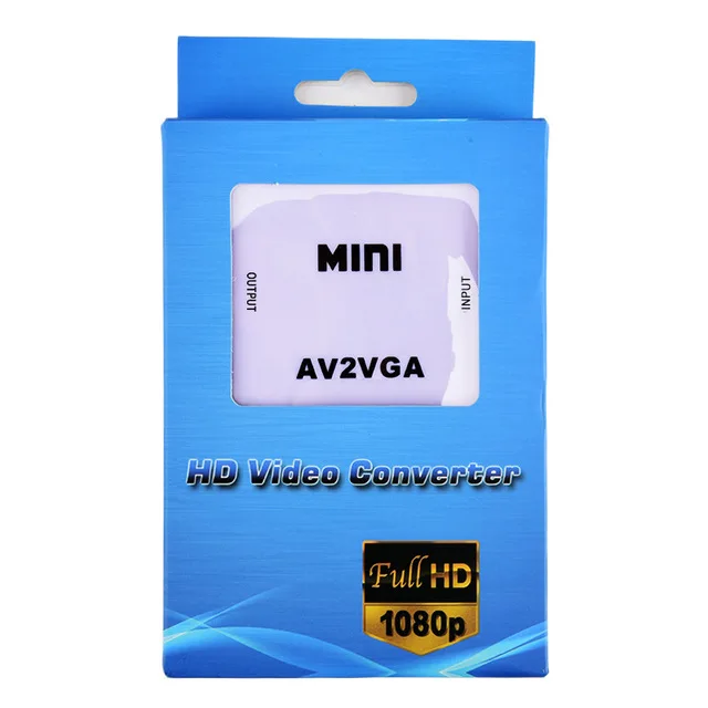 Мини HD AV2VGA видео конвертер коробка AV RCA CVBS в VGA видео конвертер с 3,5 мм аудио в ПК преобразователь ТВЧ-сигналов