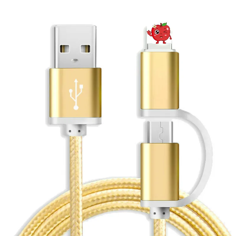 2 в 1 Micro usb кабель для зарядки 8 Pin для Iphone 8 samsung S9 Galaxy Note 9 зарядное устройство для мобильного телефона зарядный кабель 1 м кабель для передачи данных