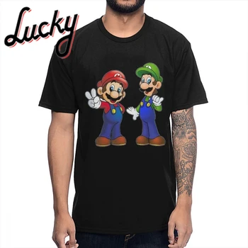 

For Men T-shirt Mario And Luigi Bros Quality Cotton Geek Classic Round Neck Vintage T-shirt