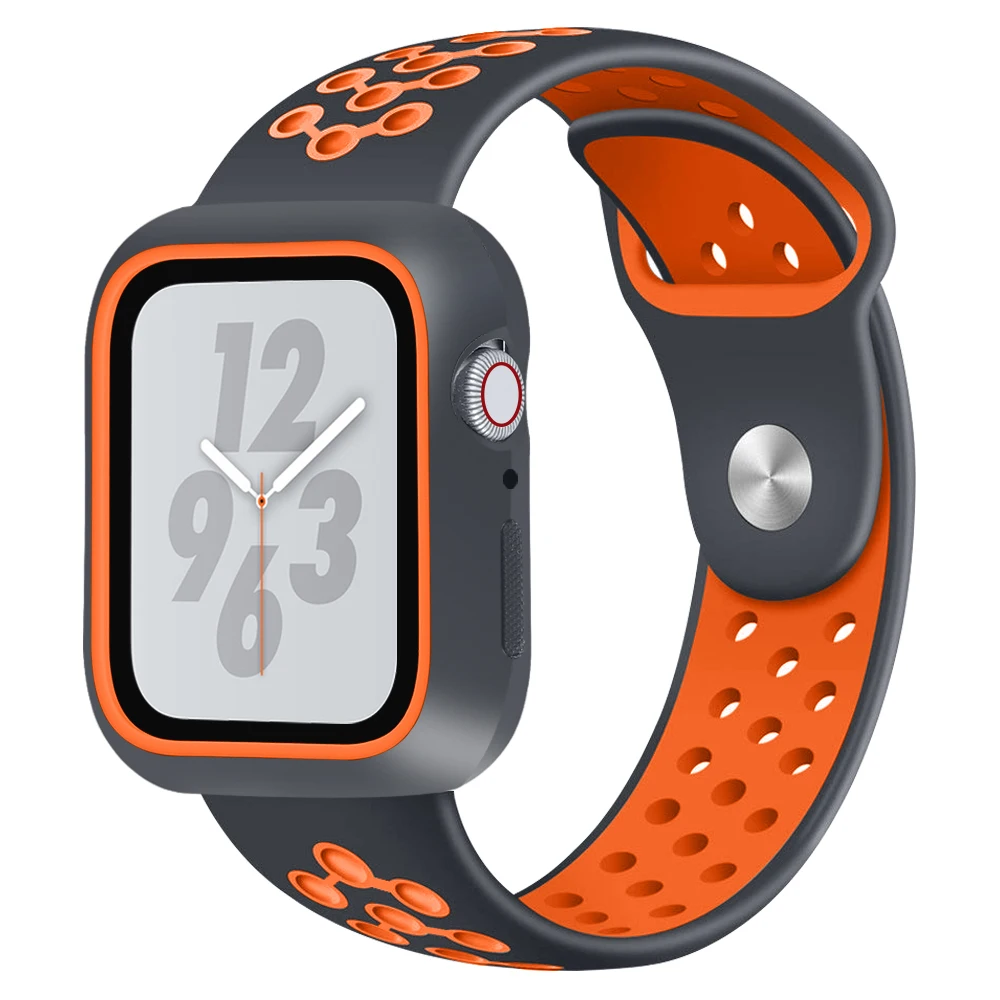 Чехол+ ремешок для apple watch band 5 4 44 мм 40 мм силиконовый спортивный Iwatch series 4 correa pulseira браслет ремень защитный чехол
