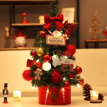 30 45 60CM tabeli boże narodzenie drzewo boże narodzenie dekoracje do domu Navidad prezenty na nowy rok ozdoby świąteczne święty mikołaj choinka tanie i dobre opinie CN (pochodzenie) 0 75 Tree Christmas Decoration for Home