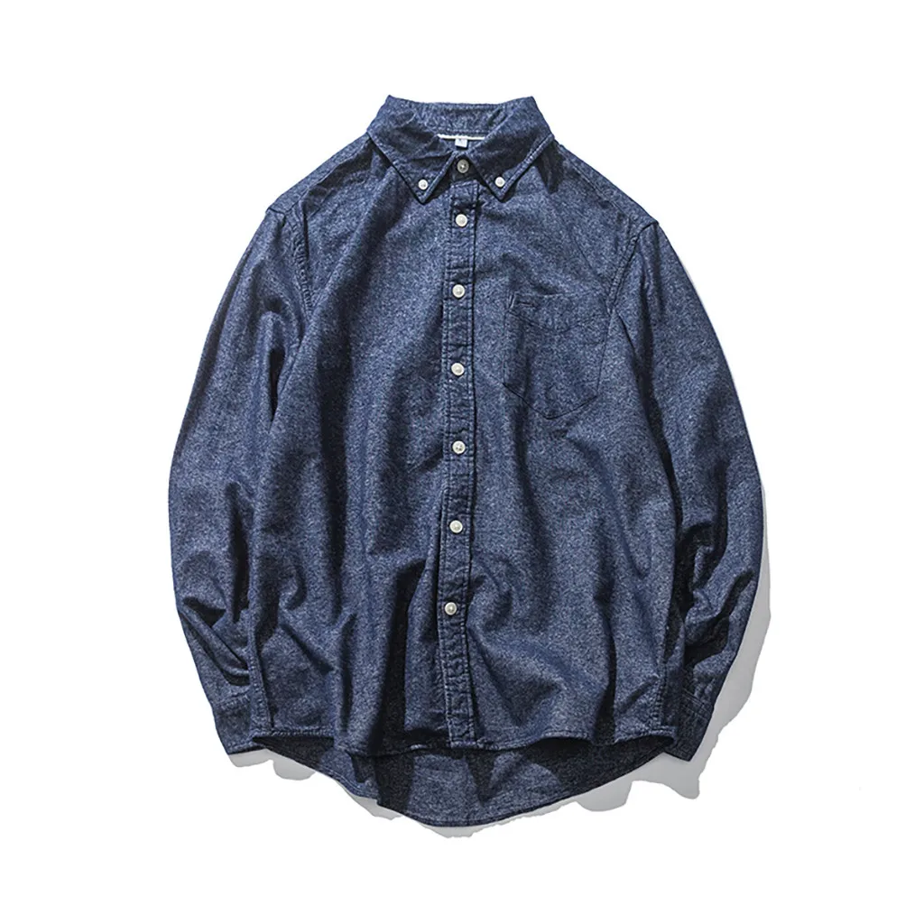 Осень зима мужская рубашка Camisa повседневные мужские рубашки с длинным рукавом Уличная Свободная блузка с отложным воротником Топы Camisa masculina