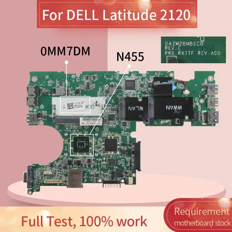 dell latitude 2100 2120 n455 placa principal cn0 mm7dm slbx9 ddr3 Placa-mãe para notebook - Imagem 2