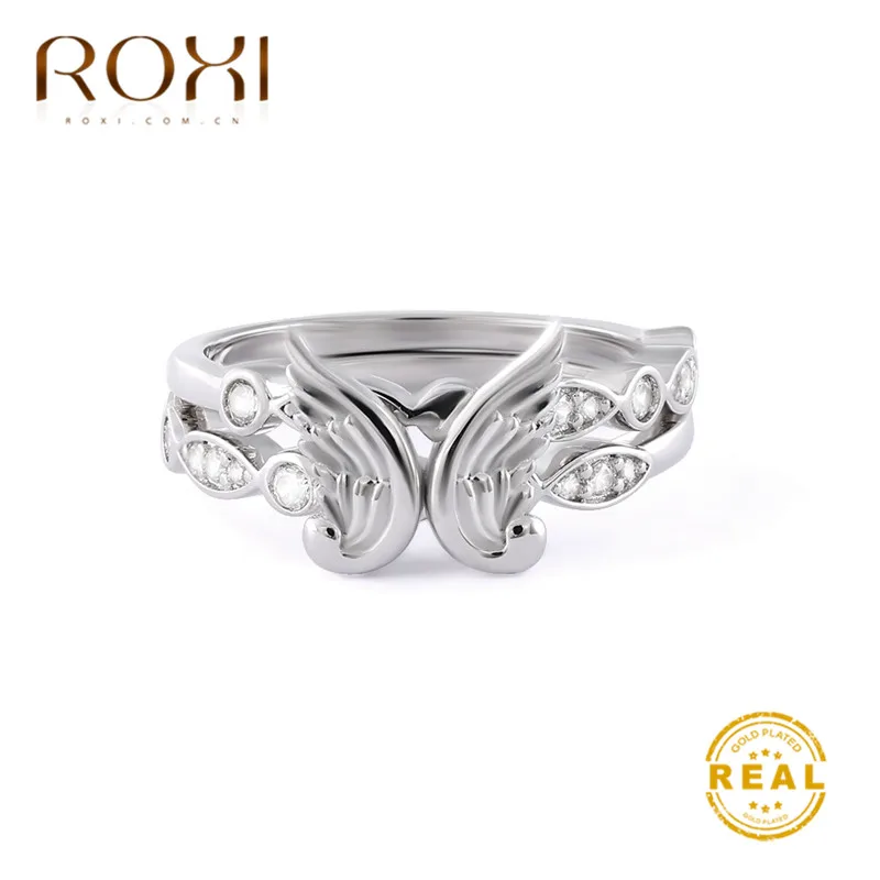 ROXI новые модные парные Кольца Крылья Ангела свадебные кольца в форме сердца для мужчин и женщин обручальные кольца ювелирные изделия вечерние подарки