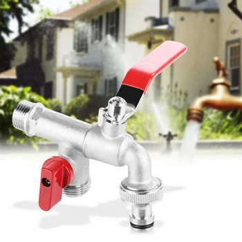 

Double Valve 90 Degree Water Tap 1/2 inch Brass Faucet Home Outdoor Garden Tool