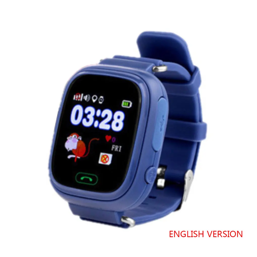 Новые Q90 gps детские часы умные детские часы для детей умные часы с блокировкой от детей с Wi-Fi местоположением SOS трекер вызовов - Color: Navy blue English
