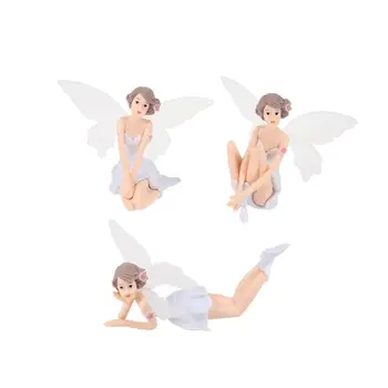 

3pcs Flying Wings Flower Fairy Miniature Cake Decoration Desktop Car Ornament