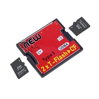 

2017 Hot 2 Ports TF SDHC to Type I 1 Compact Flash Card CF Reader Adapter Wholelsae