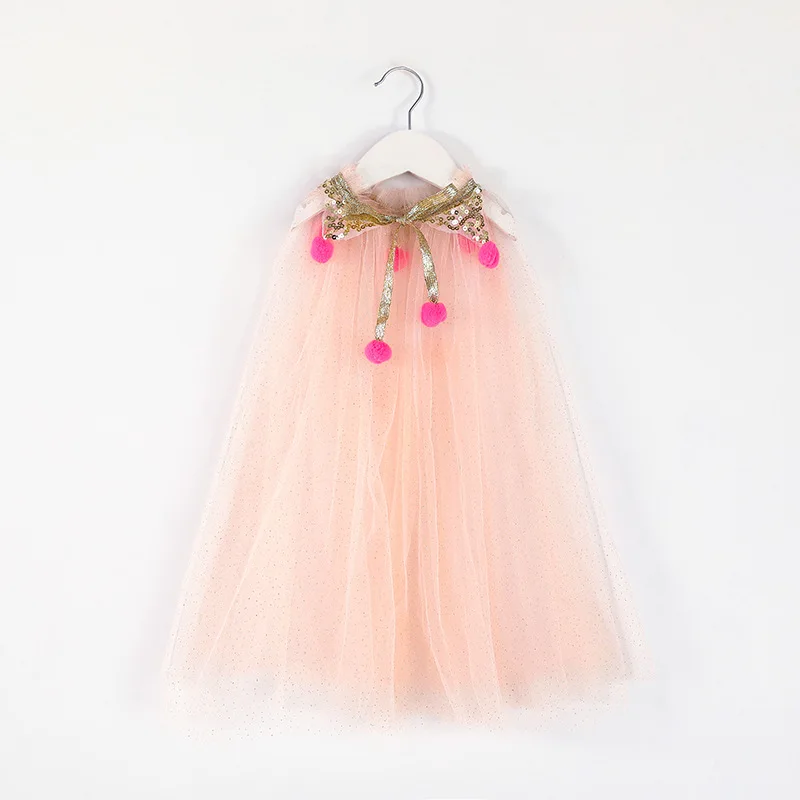 Baby Girl Cloak Sequin Ball Tulle Shawl Kids Dress Out Coat Party Beach Rainbow Wrap Princess Christmas Costume One Size