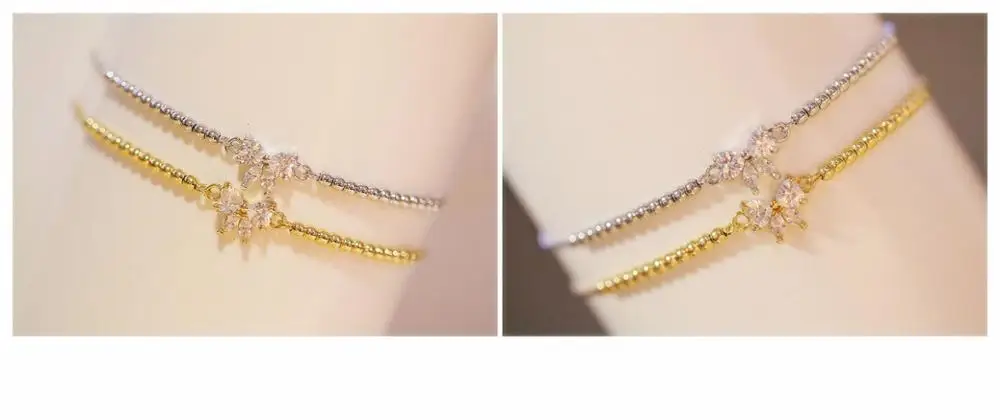 Bee Sister Аксессуары Элегантный Простой браслет с бабочками из кристаллов браслет для женщин цепочка Ювелирные изделия золотого цвета дропшиппинг