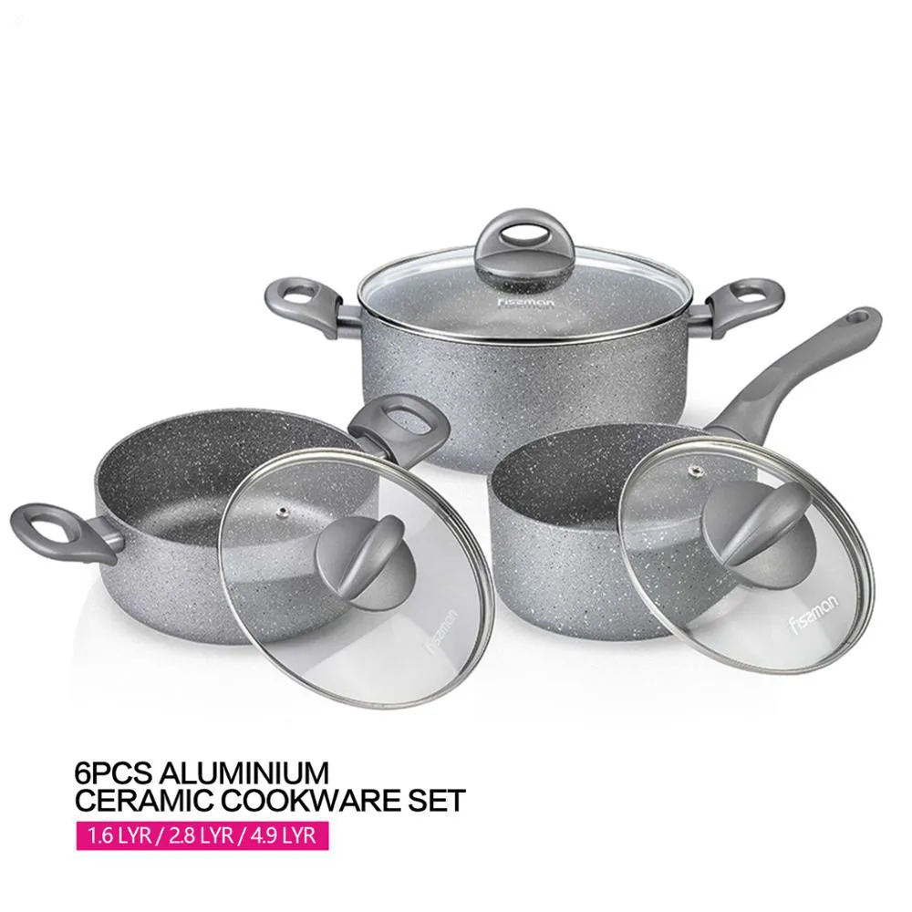 

Moon Stone Series Cookware Sets with 1.6L Aluminum Nonstick Coating Saucepan-2.8L Casserole Casserole-4.9L