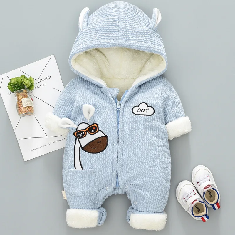 Light blue Новая зимняя одежда, новая зимняя одежда для мальчиков, теплая хлопковая Женская одежда для мальчиков 0-18 месяцев - Цвет: Light blue