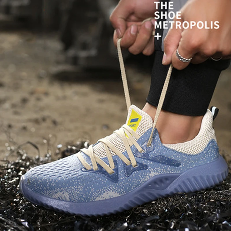 Light Beef Tendon Bottom Men's Work Boots Summer Breathable Deodorant Steel Toe Cap Safety Shoes Anti-smashing Stab Shoes