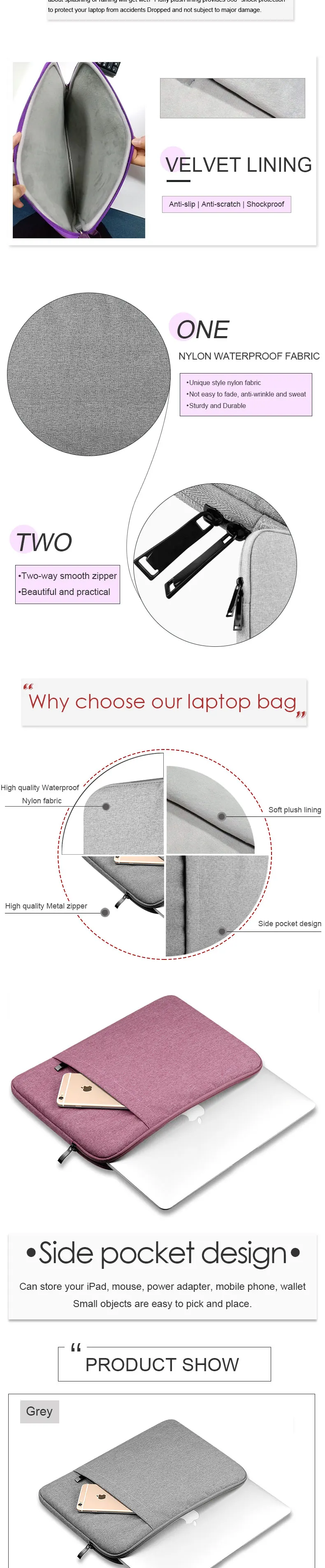Yicana нейлоновый водонепроницаемый чехол для ноутбука Macbook Air Pro retina мягкая плюшевая подкладка версия передняя сумка