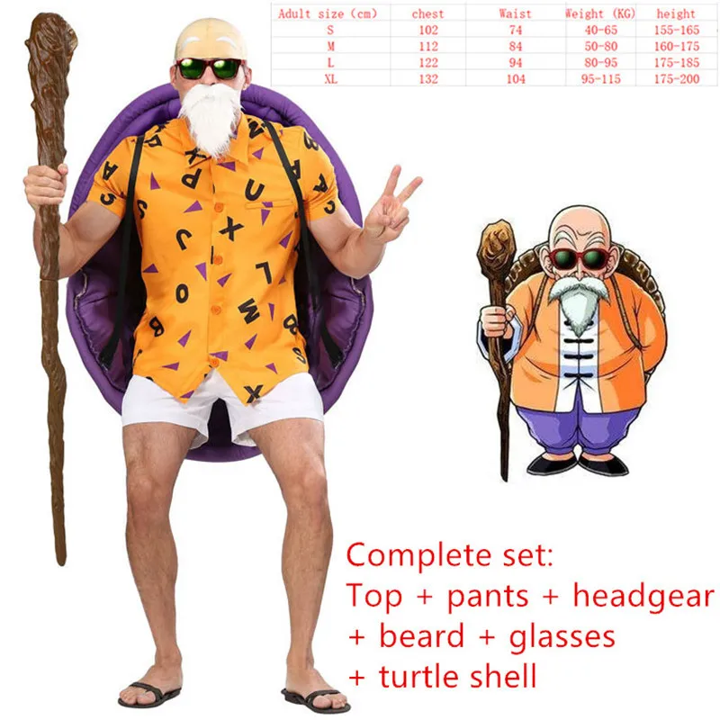 Dragon Ball Super Master Roshi Cosplay Costume Dragon Ball Kame Sennin full set uniform cosplay halloween Adult men costumes