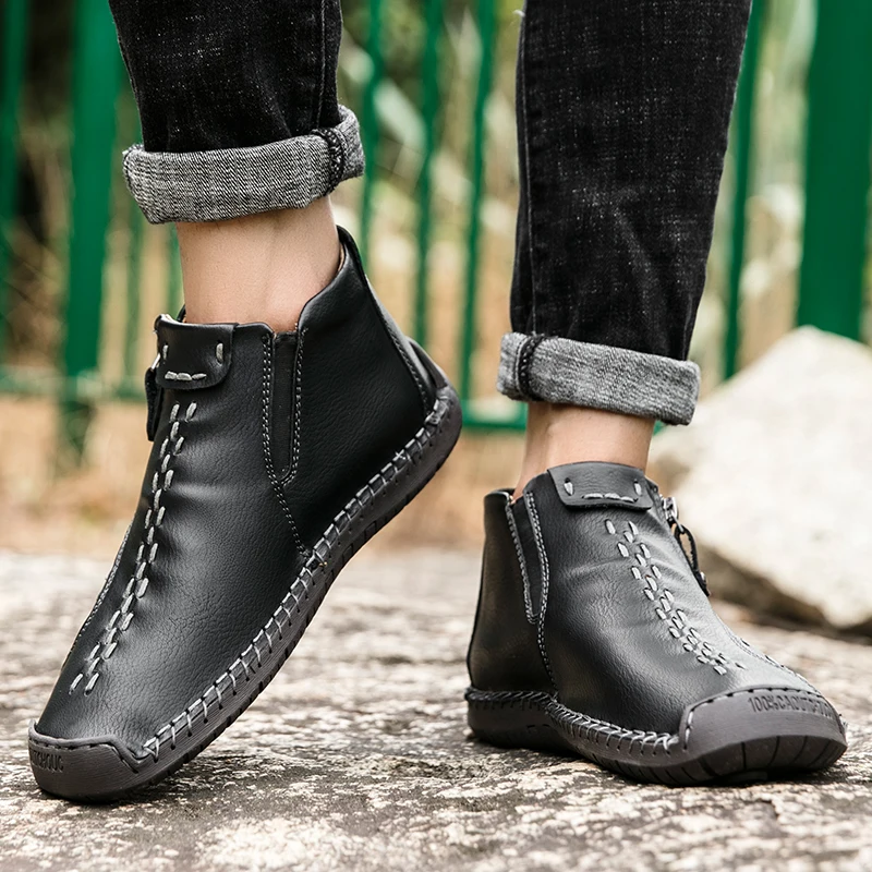 KEZZLY Men's Outdoor Shoes With Zippers Fashion casual men's shoes men sneakers outdoor boots