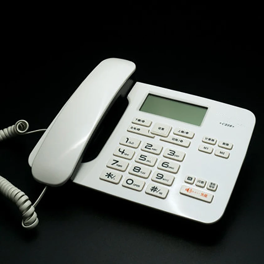 Настольный шнур телефон двойной порт Стационарный с определителем номера, клавишей R, настройкой DND, динамиком, регулируемым временем вспышки и яркостью экрана - Цвет: Белый