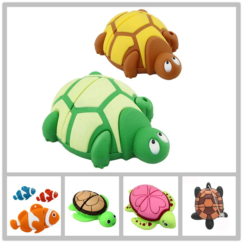 

USB Flash Drive Tortoise Pen Drive 4GB 8GB 16GB 32GB 64GB Cartoon Animal Fish Turtle USB Flash Pendrive Memory Stick Disk Gifts