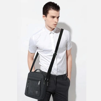 

Men's Messenger Bag Vintage Fashion Canvas Solid Color Casual Business Shoulder Bag Messenger Bags