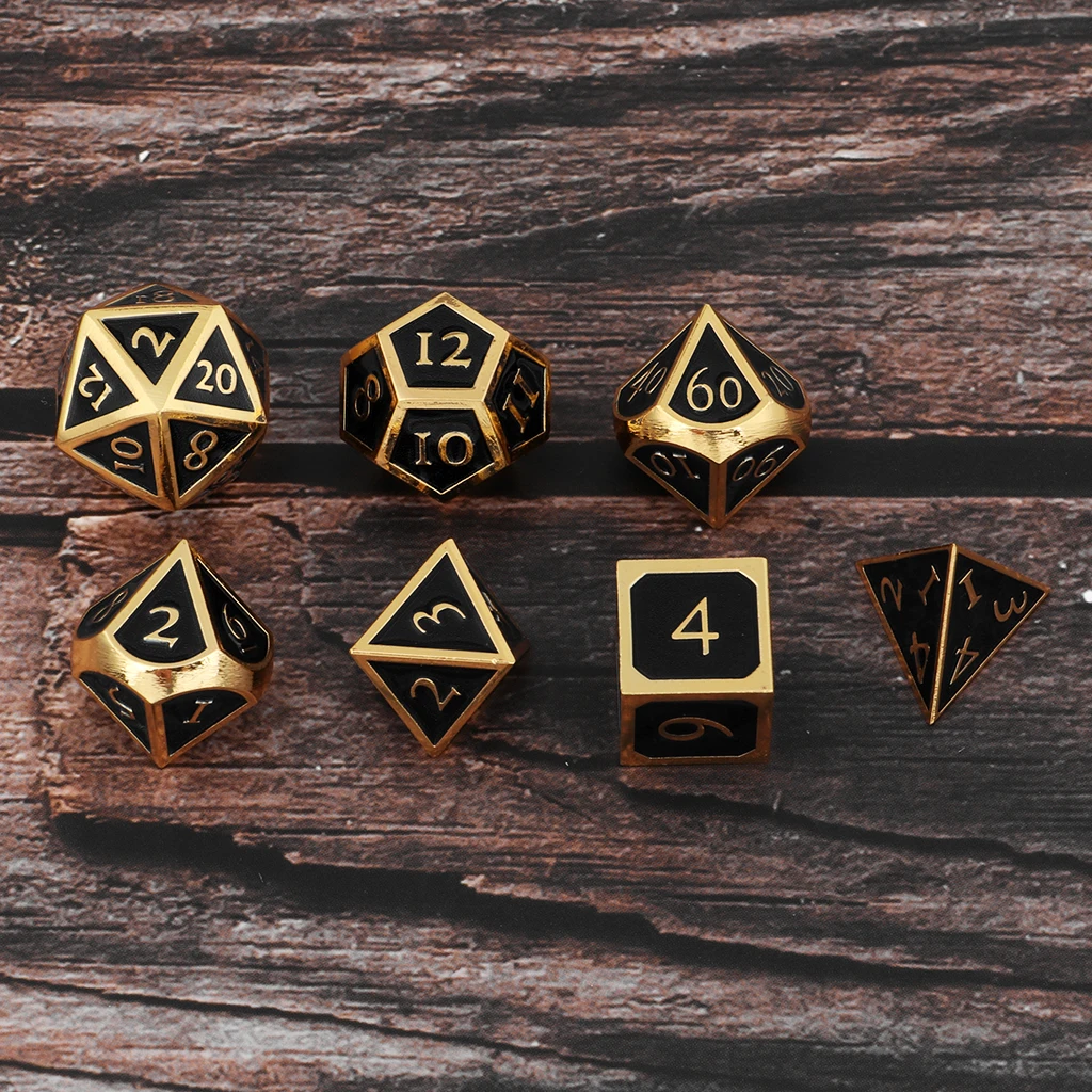 7 Pieces Zinc Alloy Polyhedral DND Dice Sets 7-Die Metal Dice for Dungeons and Dragons Pathfinder DND RPG MTG Table Gaming Dice