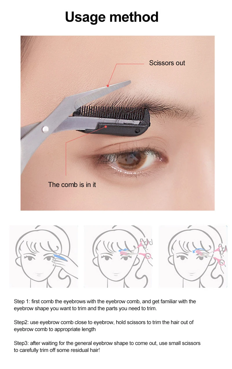 Eyebrow Scissors With Eyebrow Comb Makeup Eyebrows For Beauty Artisan Makeup Tools & Accessories 6