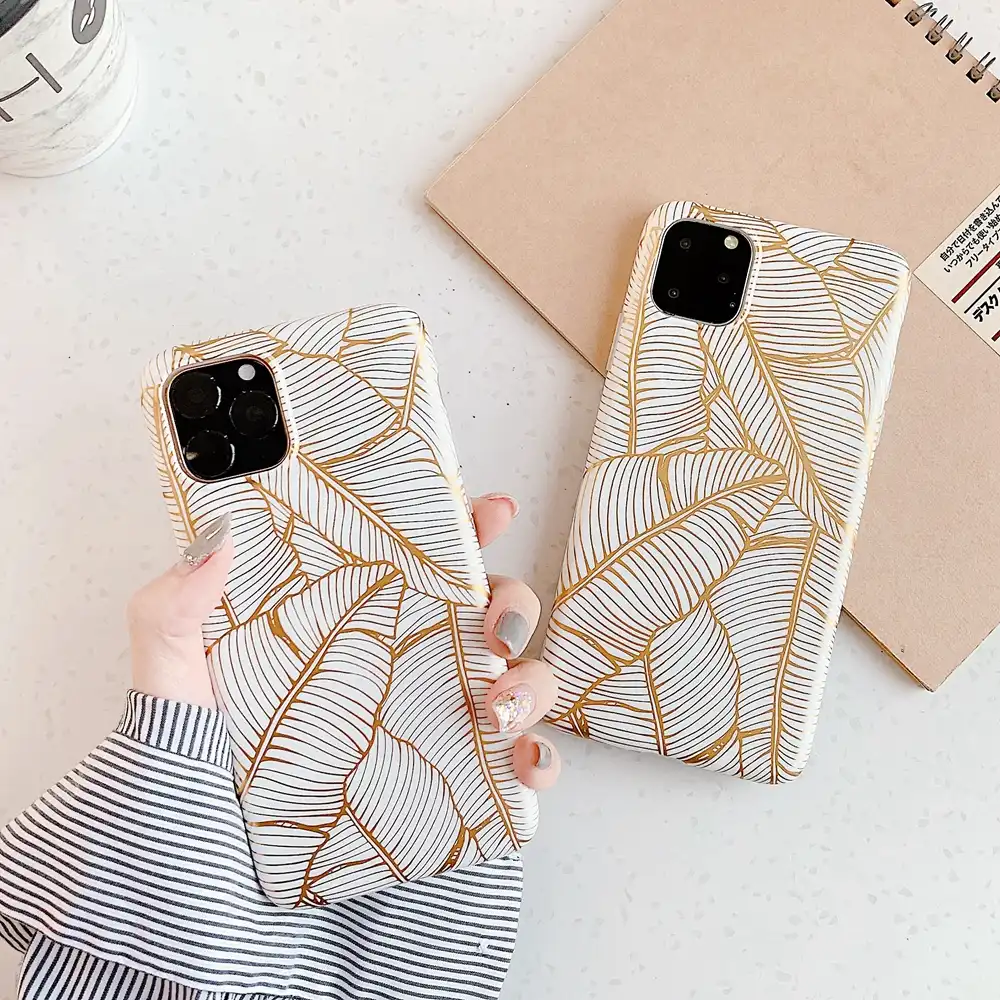 Luxury Gold For Iphone 11 Case 11 Pro Max Leaf Imd Print Fundas For I Phone Cases Xr Xs Max X 8 7 Tpu Soft Mobile Phone Shell Fitted Cases Aliexpress