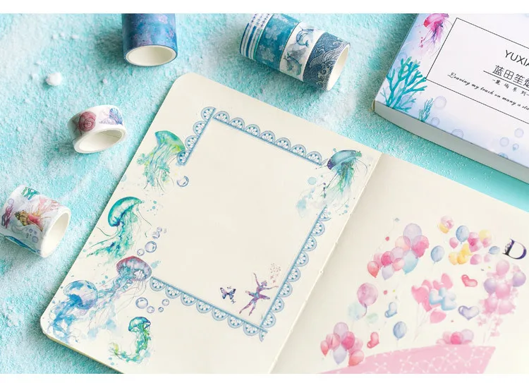 20pcs/set Decorative Lovely Tape Set Sea and Forest Series Paper Stickers School Stationery Scrapbooking Supply Student Gift