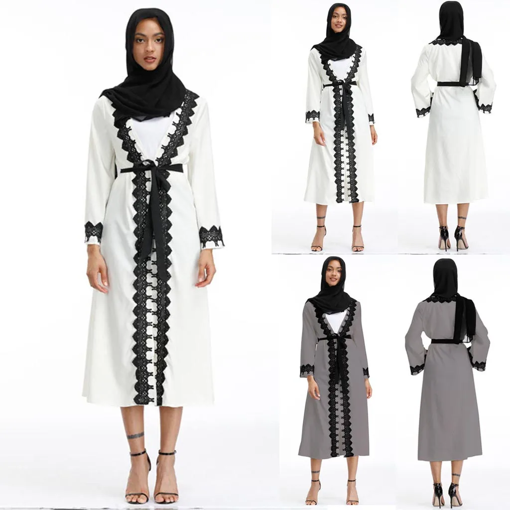 KLV Abayas женская мусульманская одежда однотонный модный бандажный хиджаб макси