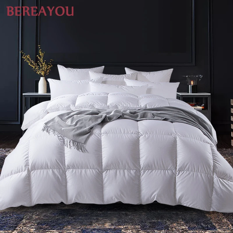 

Hotel Quilts White Cotton Duvets Goose Down Comforter Queen King Size Quilt Blanket Winter Warm Comforter edredones acolchados