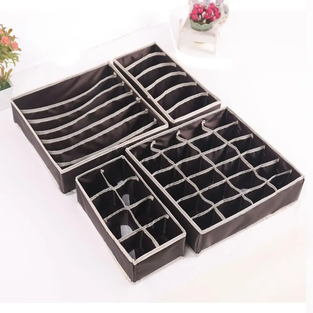 4PCS F Многоразмерный органайзер для бюстгальтера, нижнего белья, складная домашняя коробка для хранения, нетканый шкаф, ящик для шкафа, органайзер для шарфов, носков - Цвет: 4PCS F