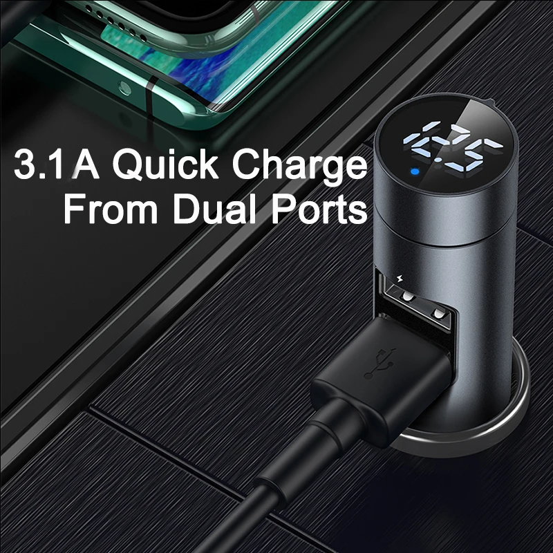 Baseus автомагнитолы fm модулятор Bluetooth 5 0 двойной USB передатчик разъем MP3 плеер для