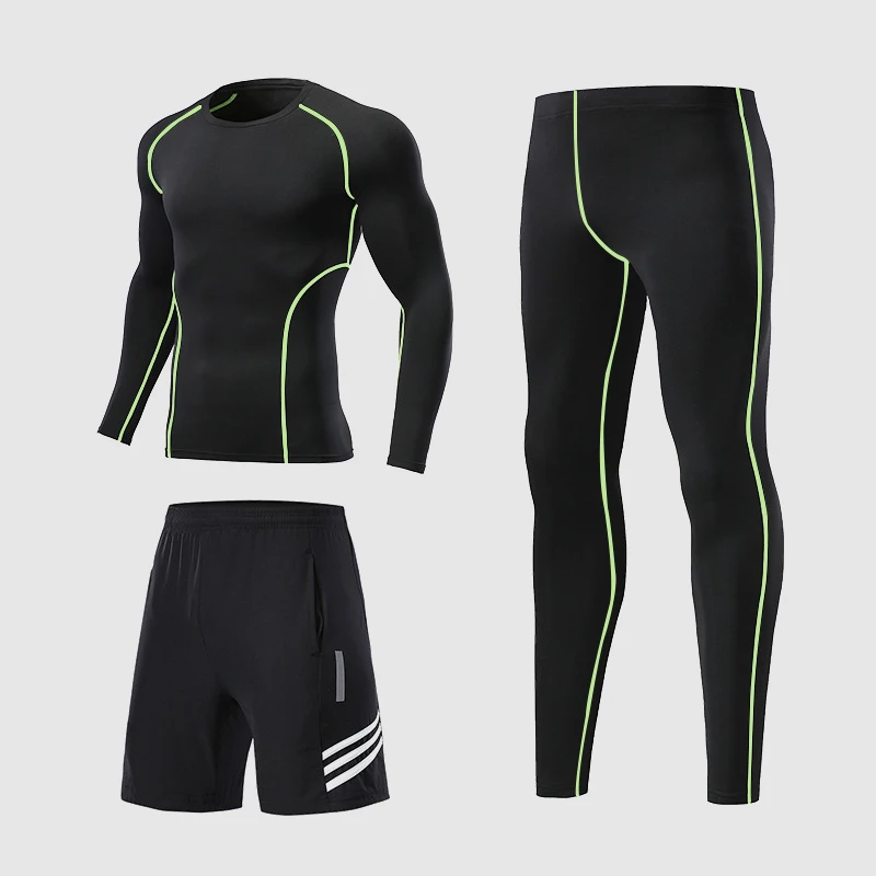 

Mens Sportswear 3pcs / set Male Workout Compression Sportswear For Men Gym Fitness Clothing Running Jogging Workout Sport Suits