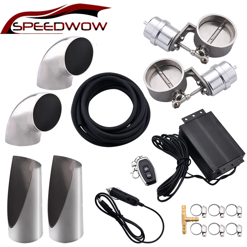 Stainless Steel 3.0inch 76mm Exhaust Control Valve Set Cutout Pipe Close Style+Vacuum Actuator+Wireless Remote Controller | Автомобили и