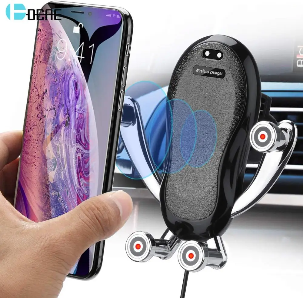 

DCAE Wireless Car Charger Mount 10W Qi Auto Clamping Fast Charging Phone Holder Air Vent for iPhone 11 XS XR X 8 Samsung S10 S9