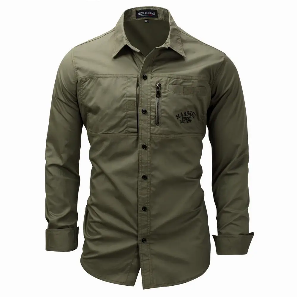 Denim Shirt Dress Slim-Fit Long-Sleeve Army Mens Casual Business 3XL New Turn-Down Autumn