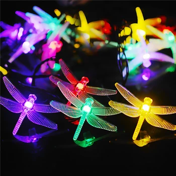 

Solar LED Lighting Strings Dragonfly String Lights RGB Fairy Lights Party Home Decor 20/30 leds