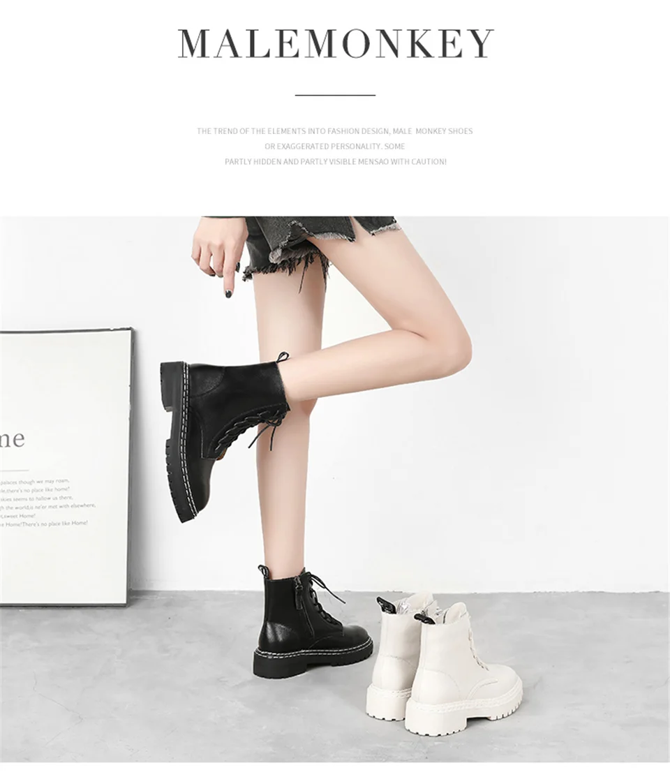 Malemonkey/Size35-40 зимняя обувь; модные женские ботинки; женские Ботинки martin; кожаные ботильоны в байкерском стиле