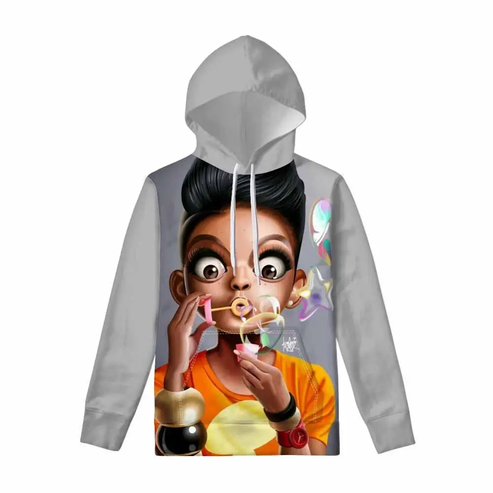 FORUDESIGNS/осенние толстовки черные женские художественные африканские девушки Kawaii толстовка женская с длинным рукавом Уличная пуловеры для женщин топы - Цвет: YQ4644Z72