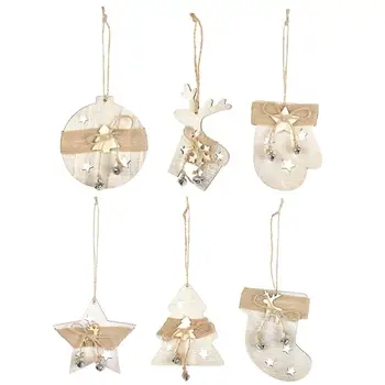 

6Pcs Christmas Wood Pendant Christmas Tree Hanging Ornament Party Hanging Decor