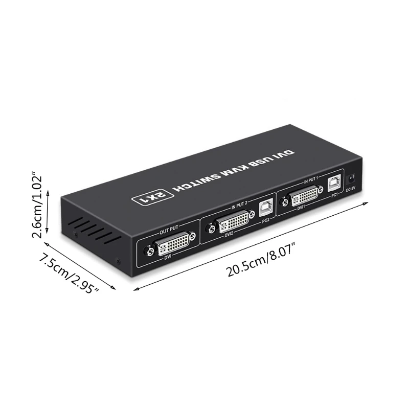 Smart switches USB KVM switch DVI 2-port screen splitter 2 In 1 Out adapter for keyboard mouse printer computer shared