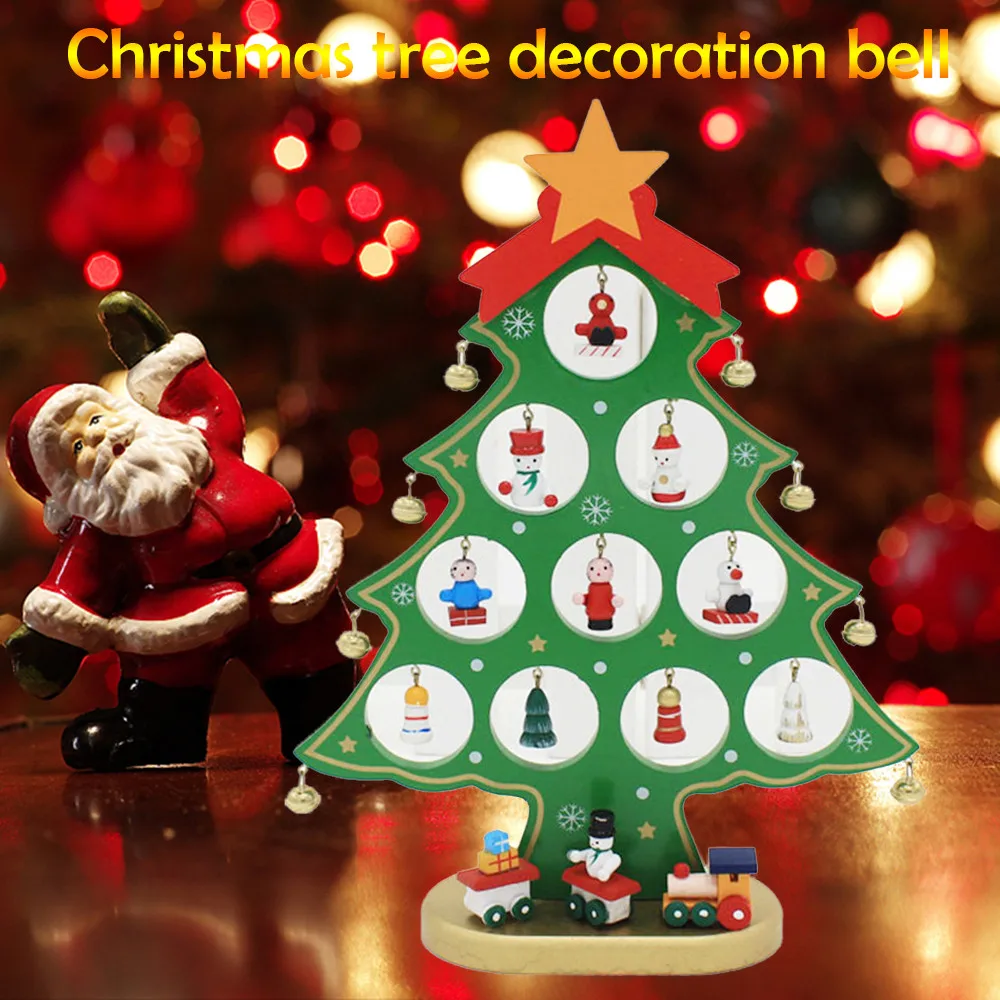 

Christmas tree Santa Claus Snowman Wooden Swing Decoration Decoration Single piece of wooden Christmas tree tabletop decoration