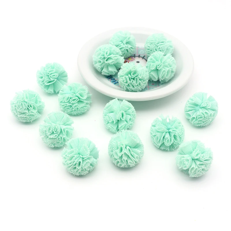 30-60 Pcs 2.5 Cm Lace Gauze Elastic Flower Ball DIY Craft Supplies Headwear Jewelry DIY Pendant Material Yarn Ball Pompons