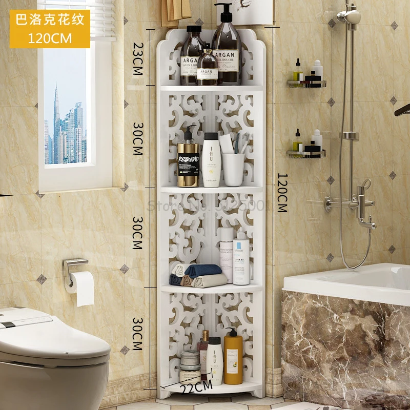 Bathroom Shelf Floor-standing Triangle Floor-to-ceiling Toilet Corner Rack Washing Table Bathroom Storage Rack - Цвет: Фиолетовый